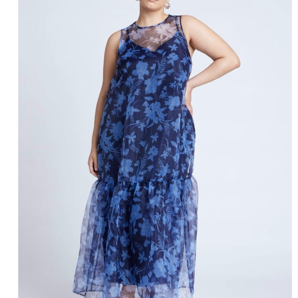 Eloquii Navy Floral Maxi Dress